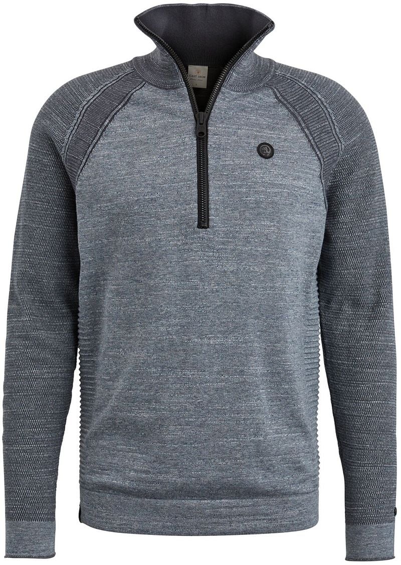 Cast Iron Half Zip Pullover Blau - Größe L günstig online kaufen