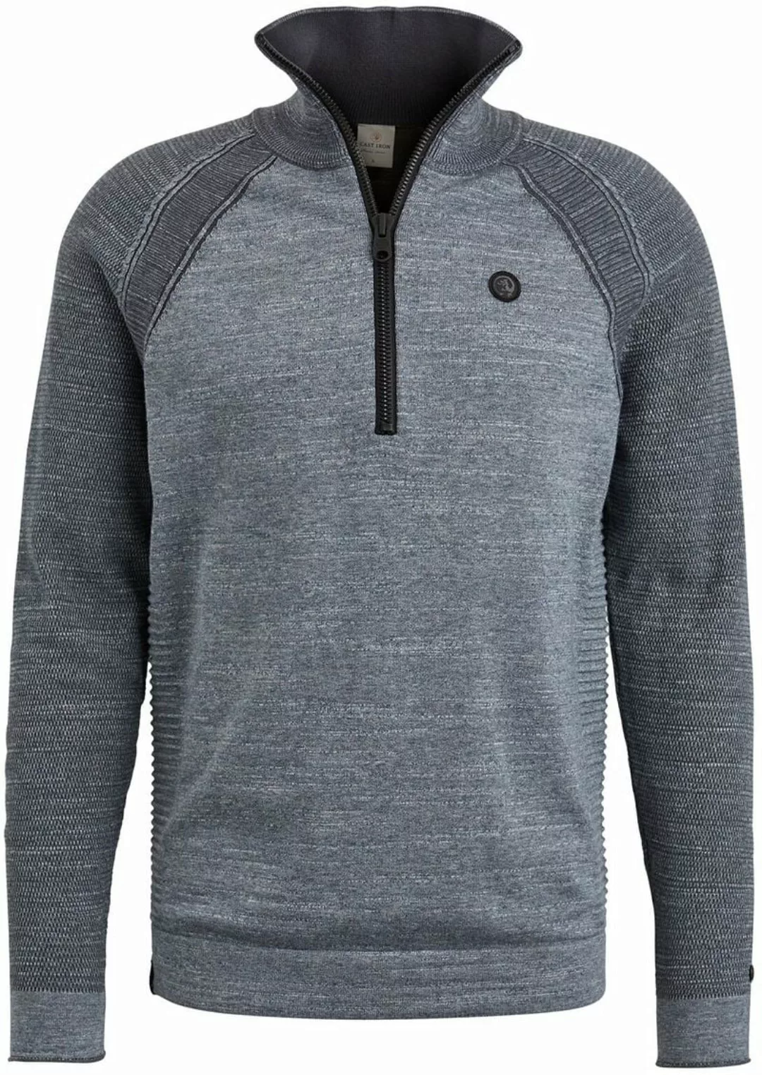 Cast Iron Half Zip Pullover Blau - Größe M günstig online kaufen