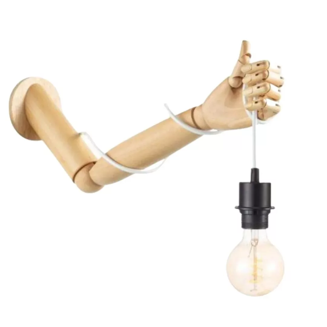 Wandleuchte Hold it Arm in Natur, Fassung in Gold E27 40W günstig online kaufen