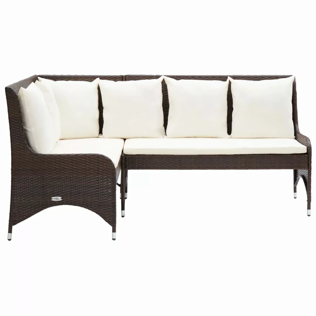 Garten-ecksofa 2-tlg. Poly Rattan Braun günstig online kaufen