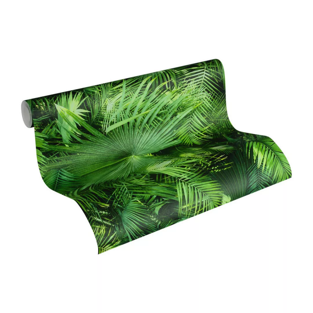 Bricoflor 3D Palmentapete Grün Palmenblätter Tapete Dunkelgrün Ideal für Wo günstig online kaufen