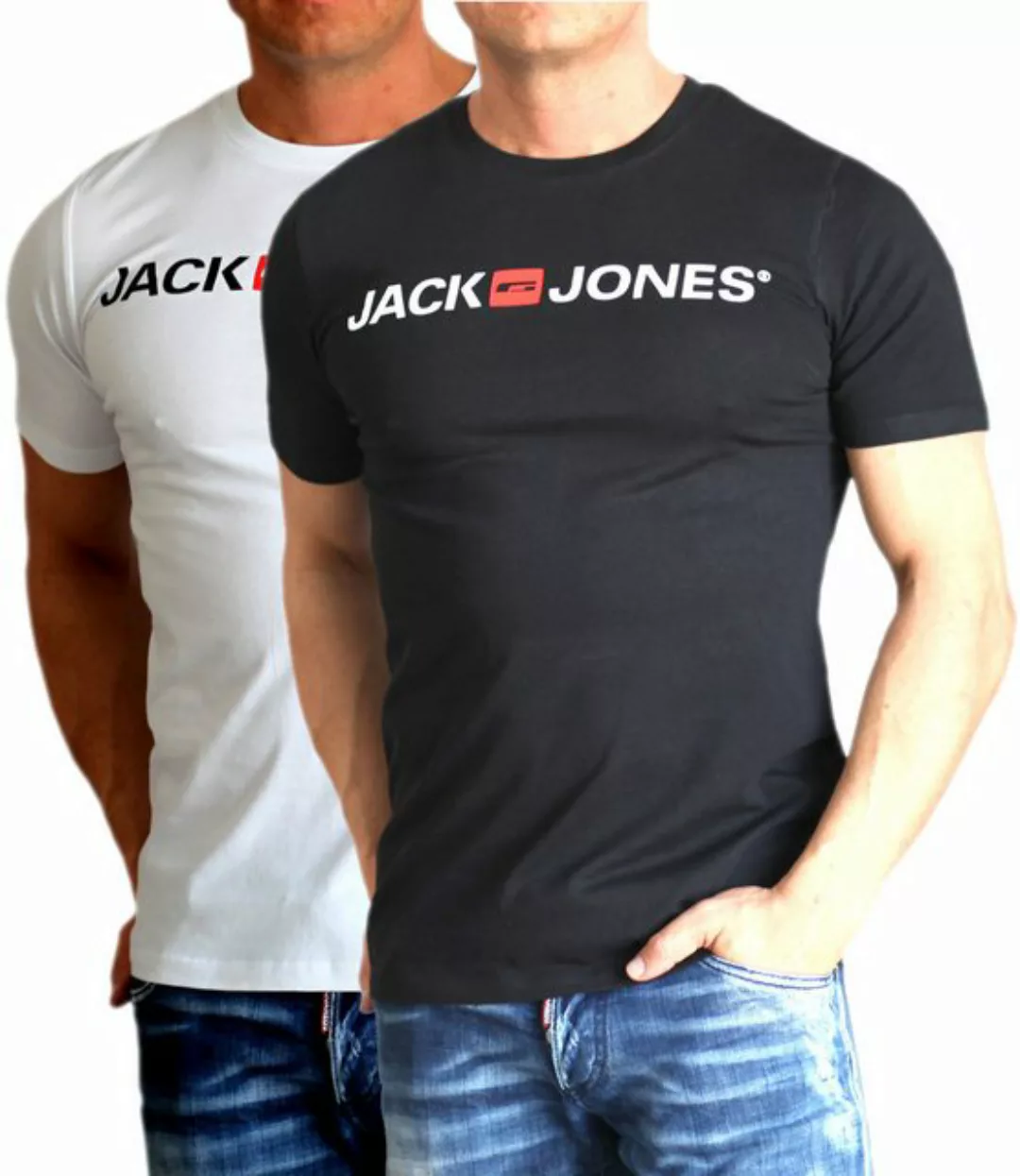 Jack & Jones T-Shirt Bequemes Logo-Shirt mit Printdruck (2er-Pack) unifarbe günstig online kaufen