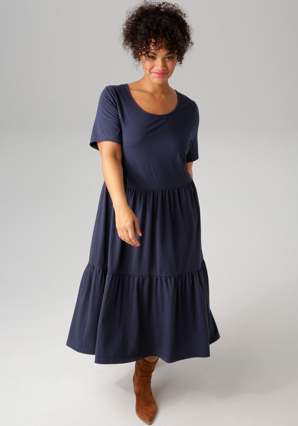 Aniston PLUS Sommerkleid, aus elastischer Jersey-Qualität- NEUE KOLLEKTION günstig online kaufen