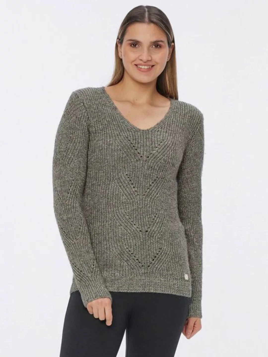 Georg Stiels V-Ausschnitt-Pullover Strickpullover koerpernah mit Lurexgarn günstig online kaufen