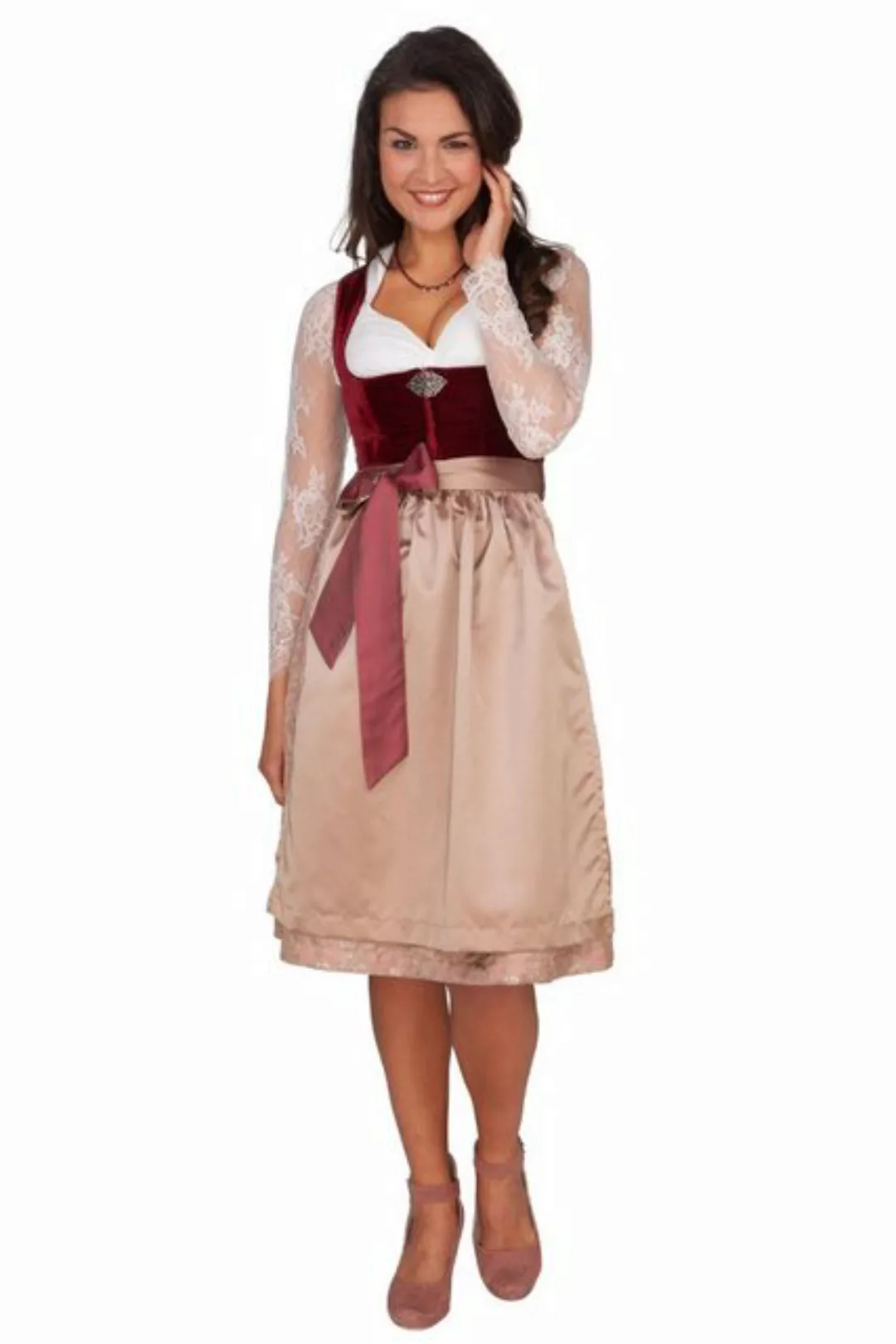 MarJo Dirndl Samt Dirndl 2tlg. - FENJA - rubin/beige/rosa günstig online kaufen