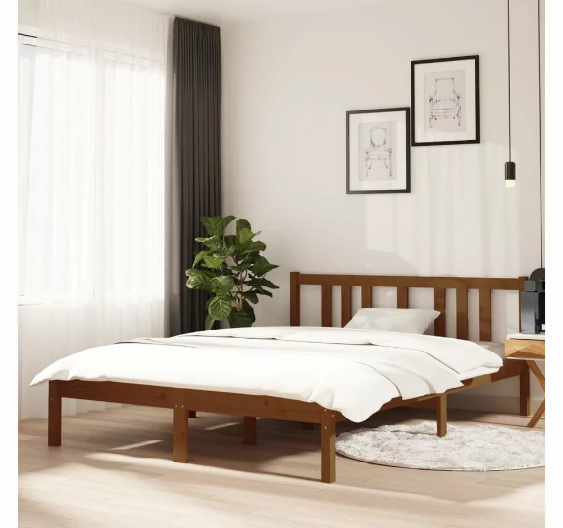 furnicato Bett Massivholzbett Honigbraun 135x190 cm günstig online kaufen