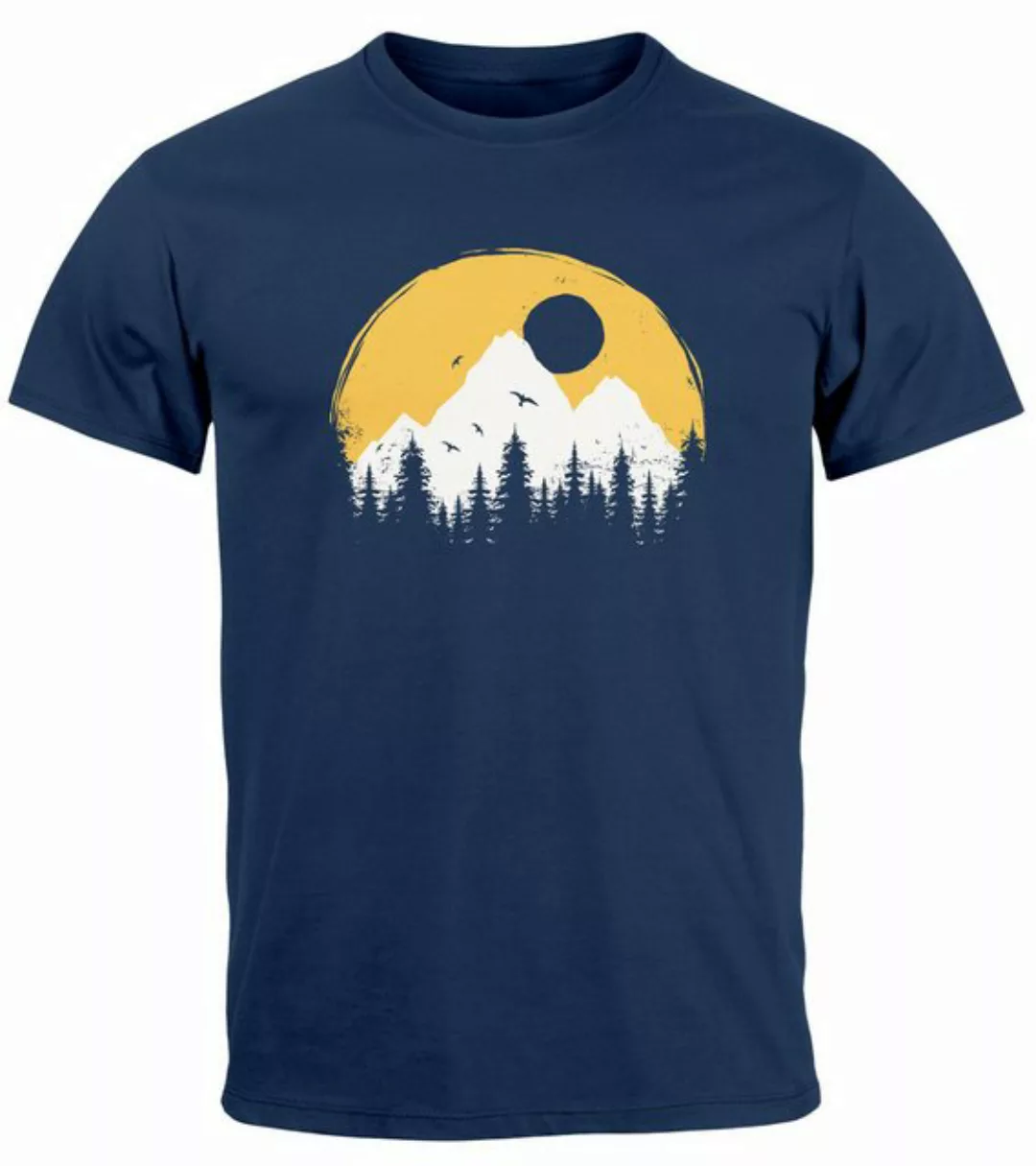 Neverless Print-Shirt Herren T-Shirt Outdoor Print Natural Badge Logo Wande günstig online kaufen