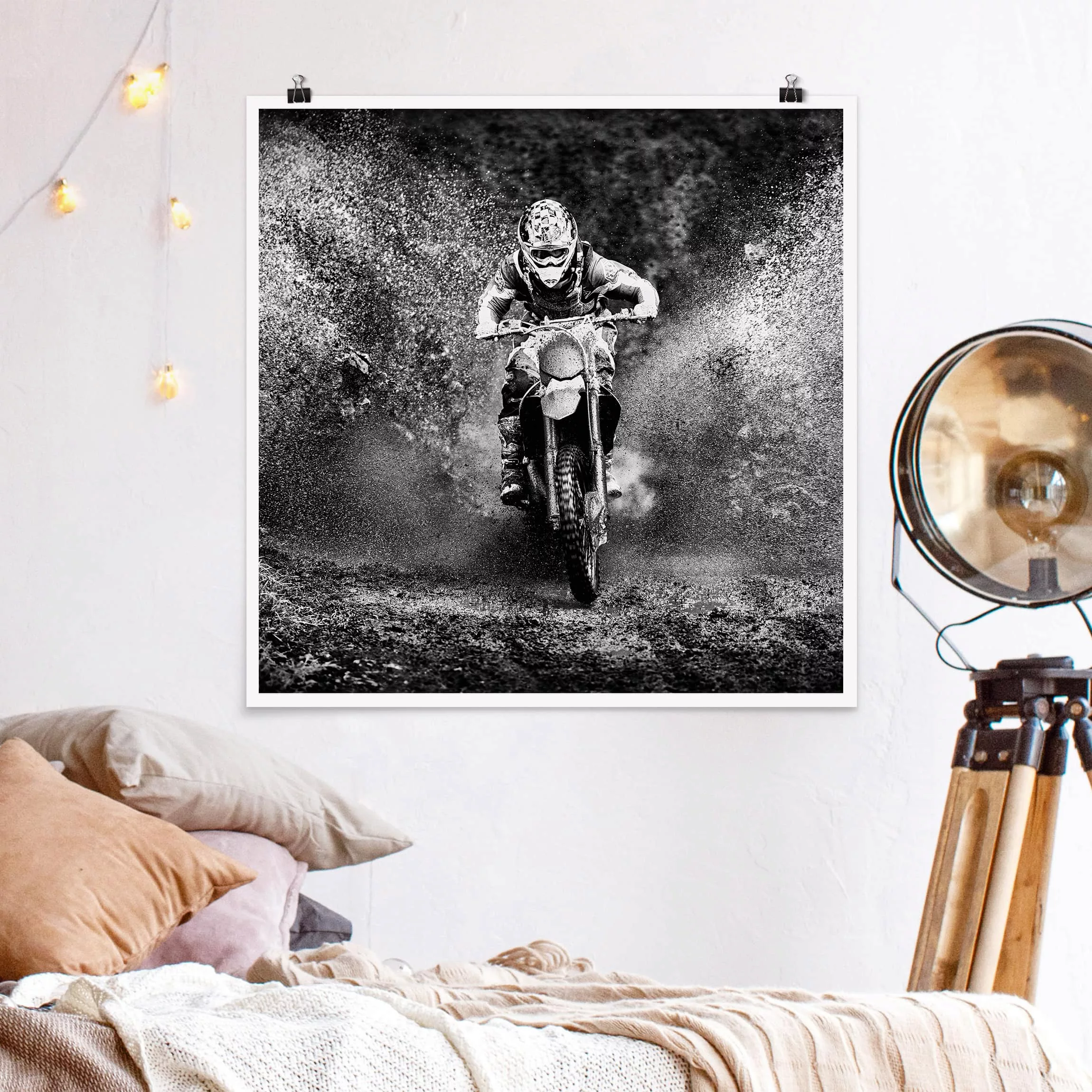 Poster Kinderzimmer - Quadrat Motocross im Schlamm günstig online kaufen