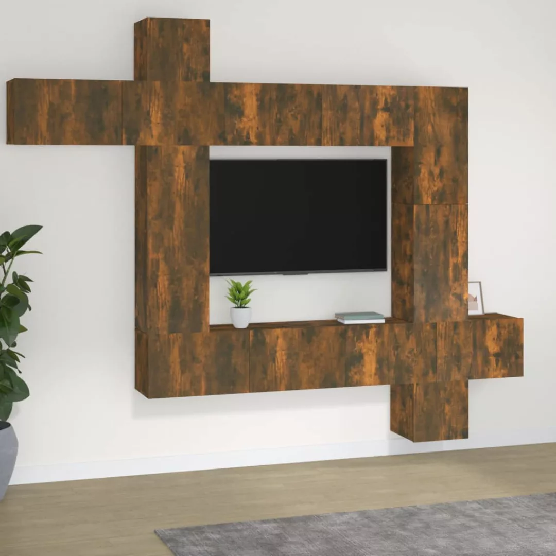 Vidaxl 9-tlg. Tv-schrank-set Räuchereiche Holzwerkstoff günstig online kaufen
