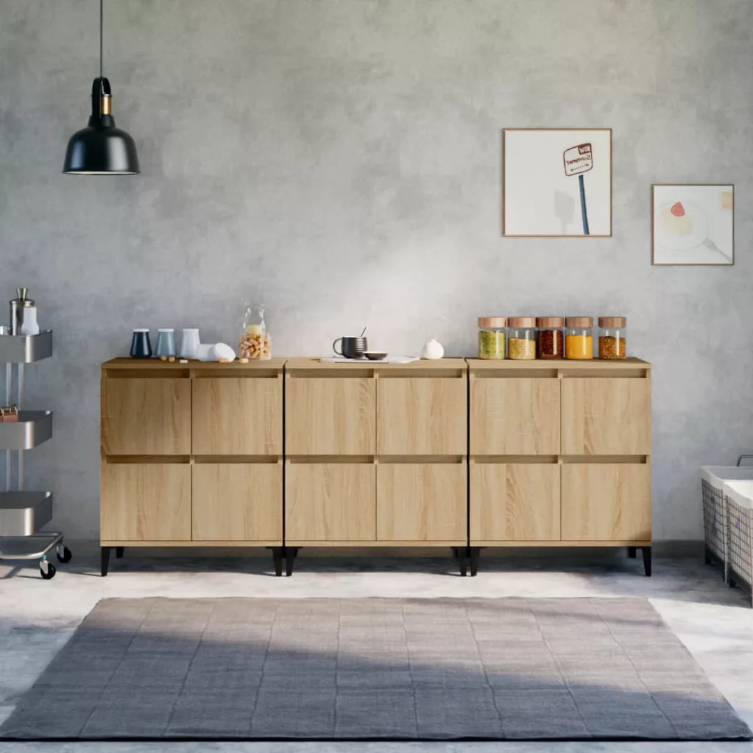 Vidaxl Sideboards 3 Stk. Sonoma-eiche 60x35x70 Cm Holzwerkstoff günstig online kaufen