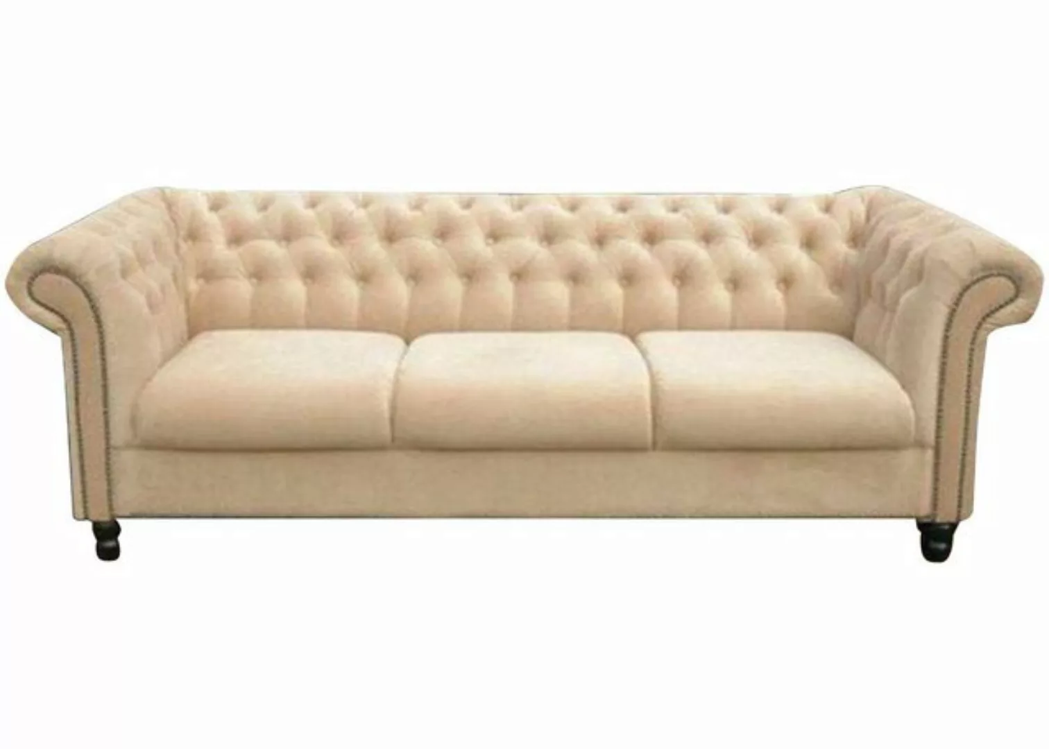 JVmoebel Chesterfield-Sofa Dreisitzer Stoff Wohnzimmer Weiss Design Sofa So günstig online kaufen