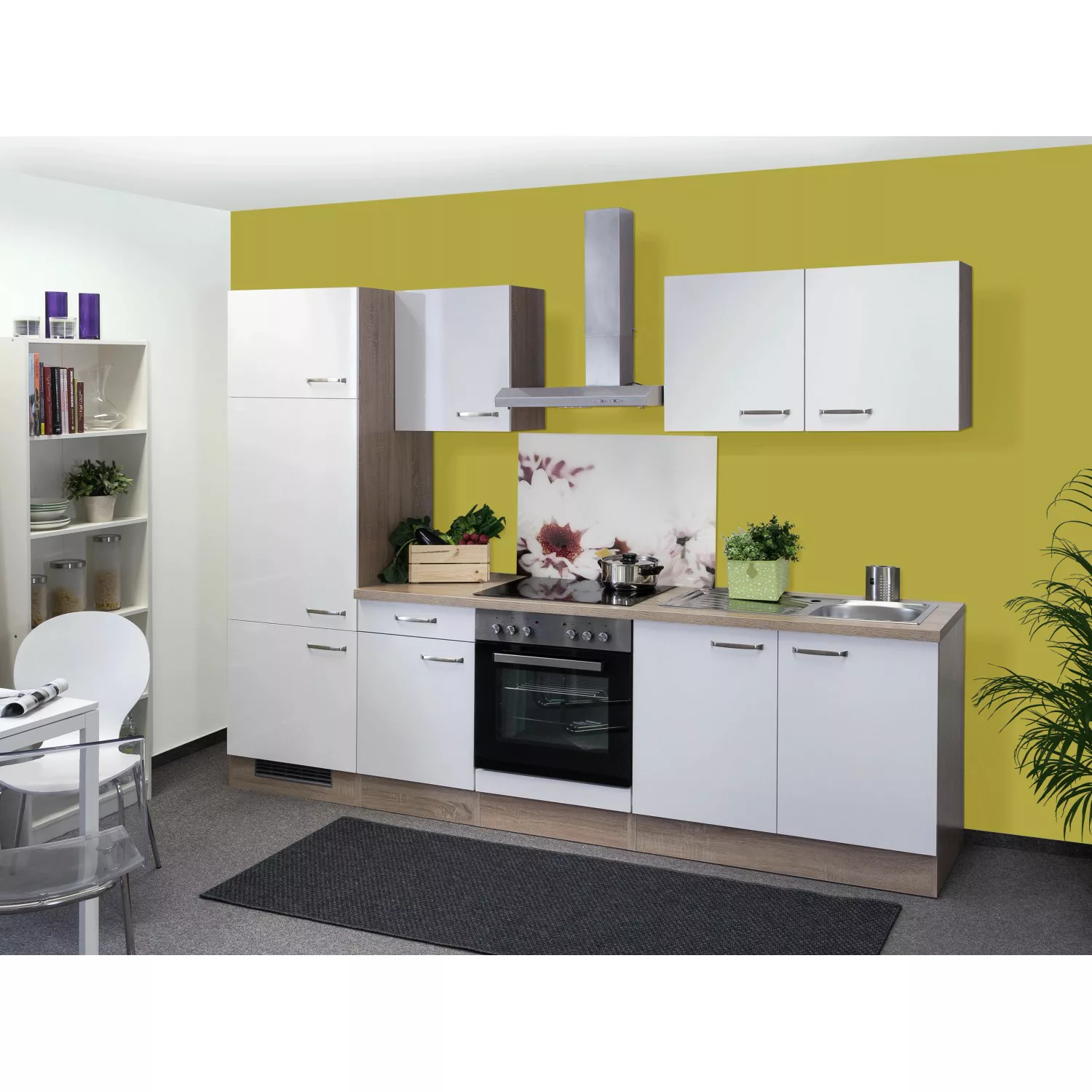 Flex-Well Exclusiv Küchenzeile/Küchenblock Valero 270 cm Hochglanz Weiß-Son günstig online kaufen