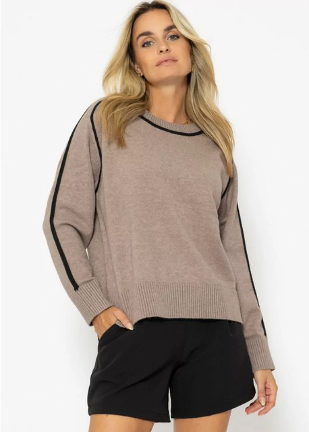 SASSYCLASSY Strickpullover Strickpullover Damen mit Zierblenden Damen Pullo günstig online kaufen