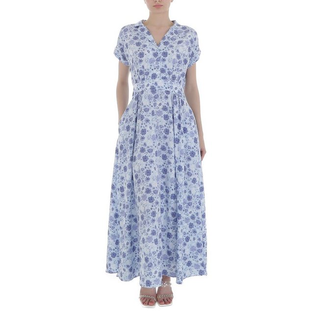 Ital-Design Maxikleid Damen Freizeit Geblümt Maxikleid in Blau günstig online kaufen