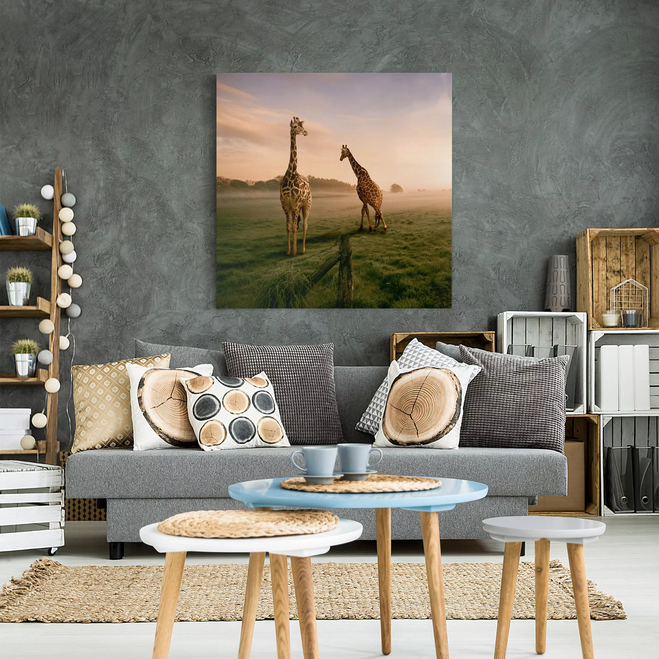 Leinwandbild Tiere - Quadrat Surreal Giraffes günstig online kaufen