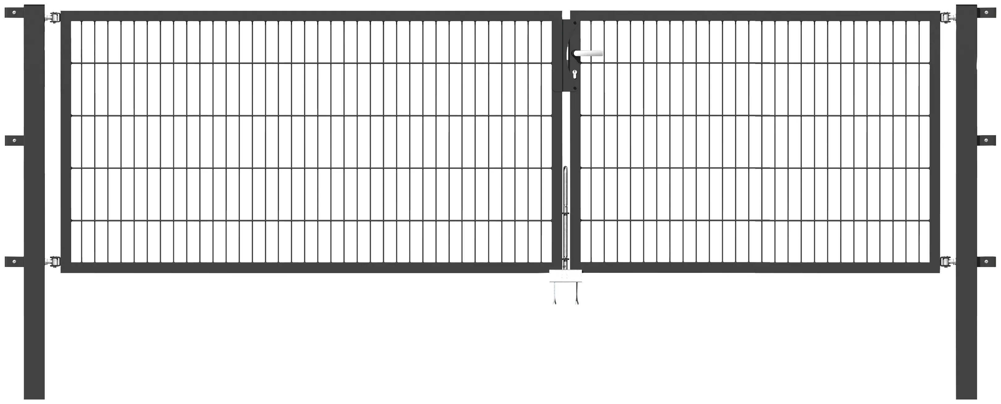 Metallzaun Doppeltor für Doppelstabmatte Anthrazit z. Einbeton. 100 cm x 35 günstig online kaufen