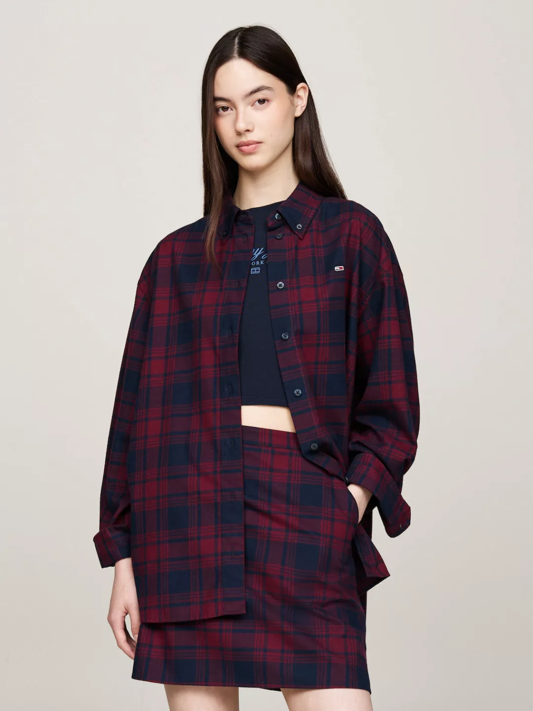 Tommy Jeans Curve Hemdbluse "TJW RLX TARTAN CHECK SHIRT EXT", in Großen Grö günstig online kaufen