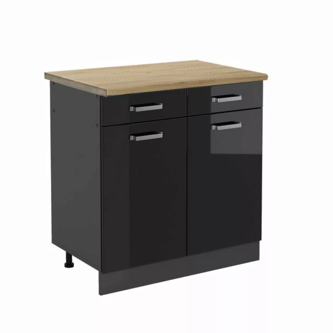 Vicco Unterschrank R-Line, Schwarz Hochglanz/Anthrazit, 80 cm, AP Eiche günstig online kaufen