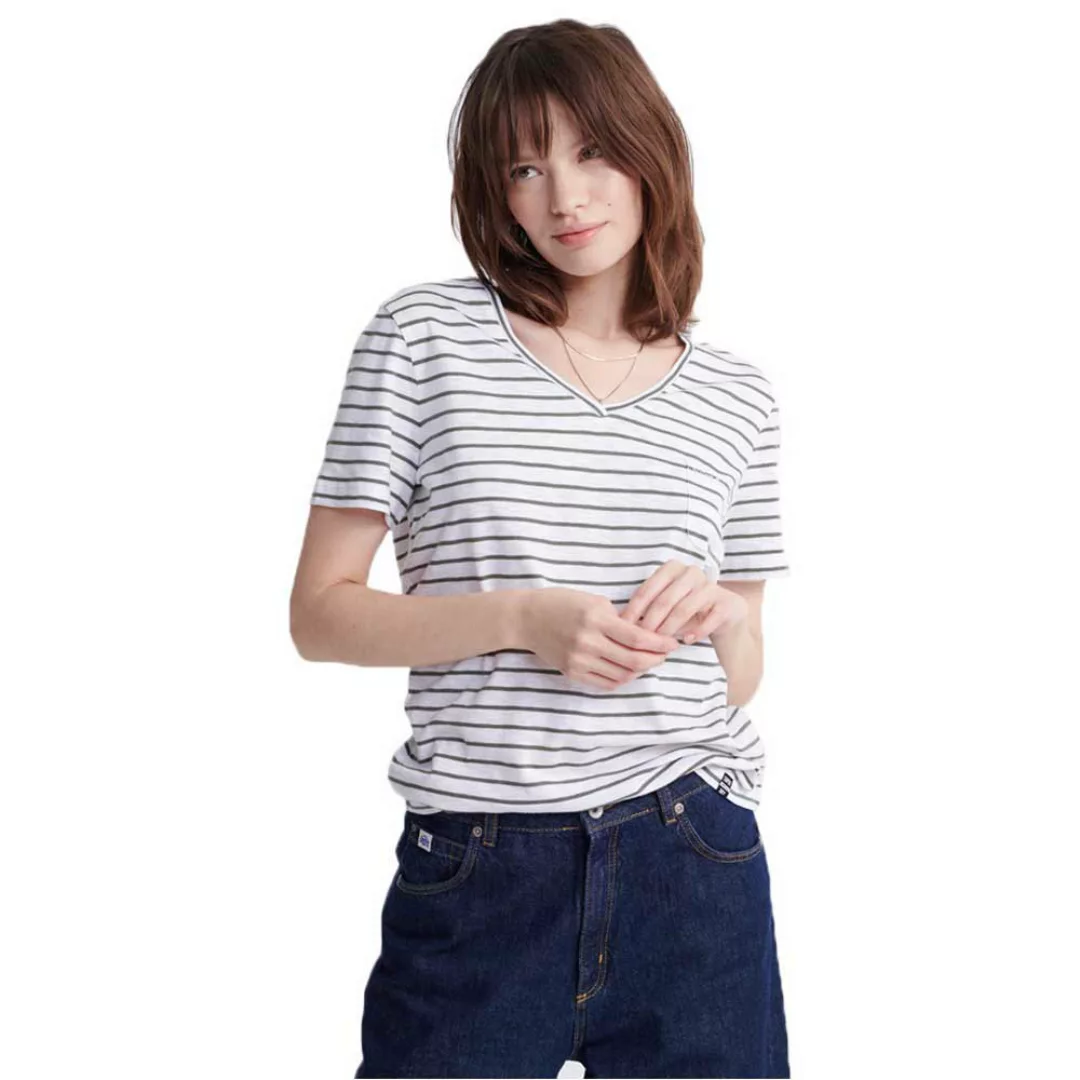 Superdry Organic Cotton Essential Kurzarm T-shirt 2XS Rosemary Green Stripe günstig online kaufen