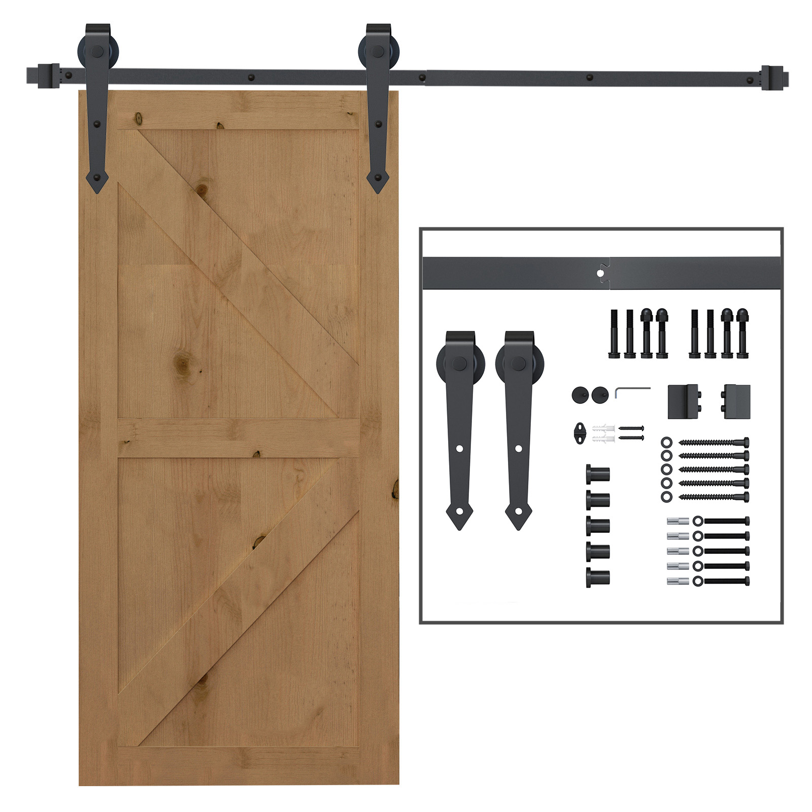 HOMCOM Schiebetüren-Beschlagsatz 200 cm Komplett-Set mit Schienen, Rollen, günstig online kaufen