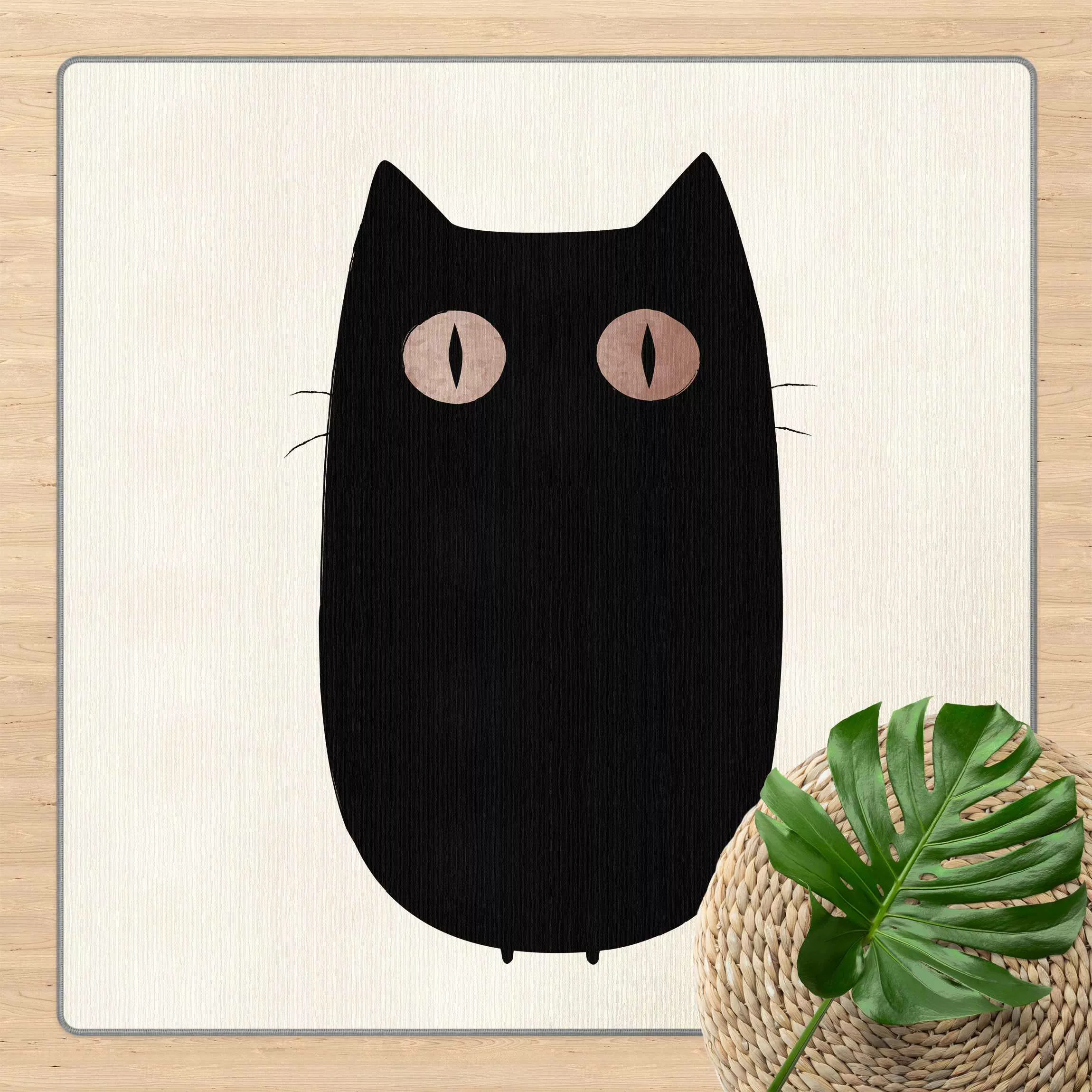 Teppich Schwarze Katze Illustration günstig online kaufen