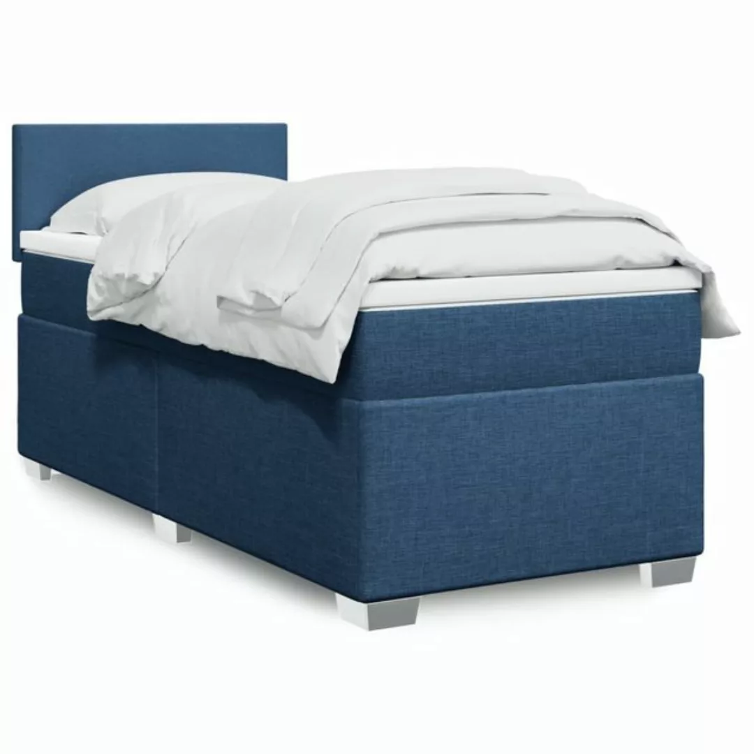 vidaXL Boxspringbett, Boxspringbett mit Matratze Blau 100x200 cm Stoff günstig online kaufen