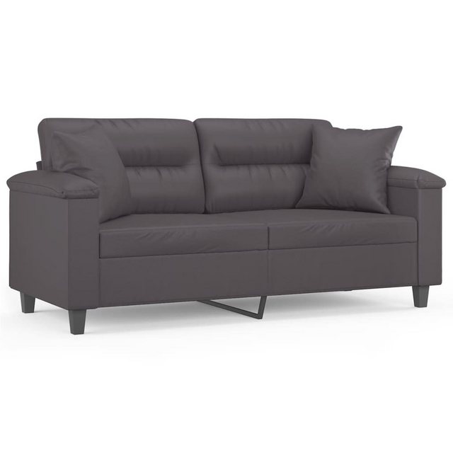 vidaXL Sofa 2-Sitzer-Sofa mit Zierkissen Grau 140 cm Kunstleder günstig online kaufen