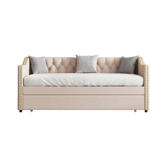 Flieks Daybett, Tagesbett Polsterbett Sofa mit Unterbett 90x200cm Leinen günstig online kaufen