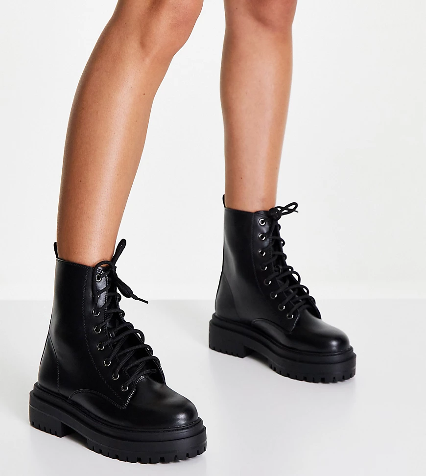 RAID Wide Fit – Obey – Ankle-Boots in Schwarz mit Schnürung günstig online kaufen