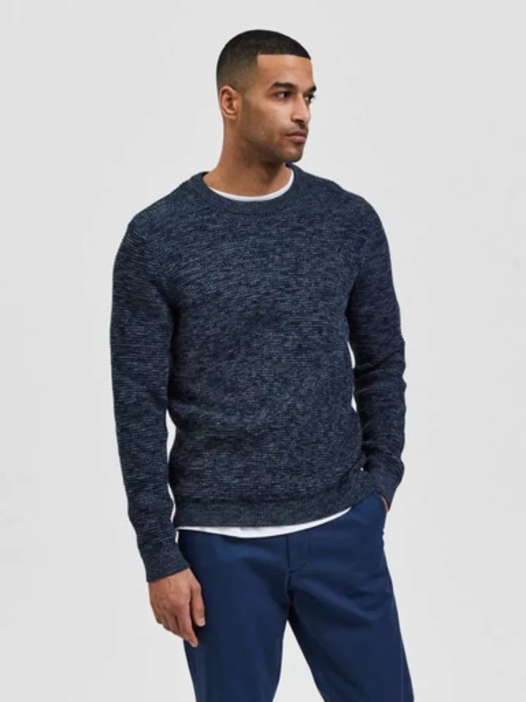 SELECTED HOMME Rundhalspullover SLHVINCE LS KNIT BUBBLE CREW NECK NOOS günstig online kaufen