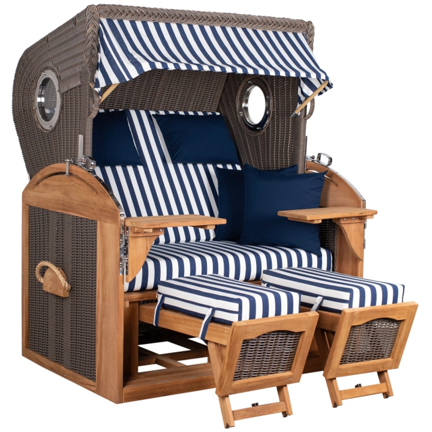 GarWoh Strandkorb Horum XL Teak PE Grey Dessin 518 günstig online kaufen