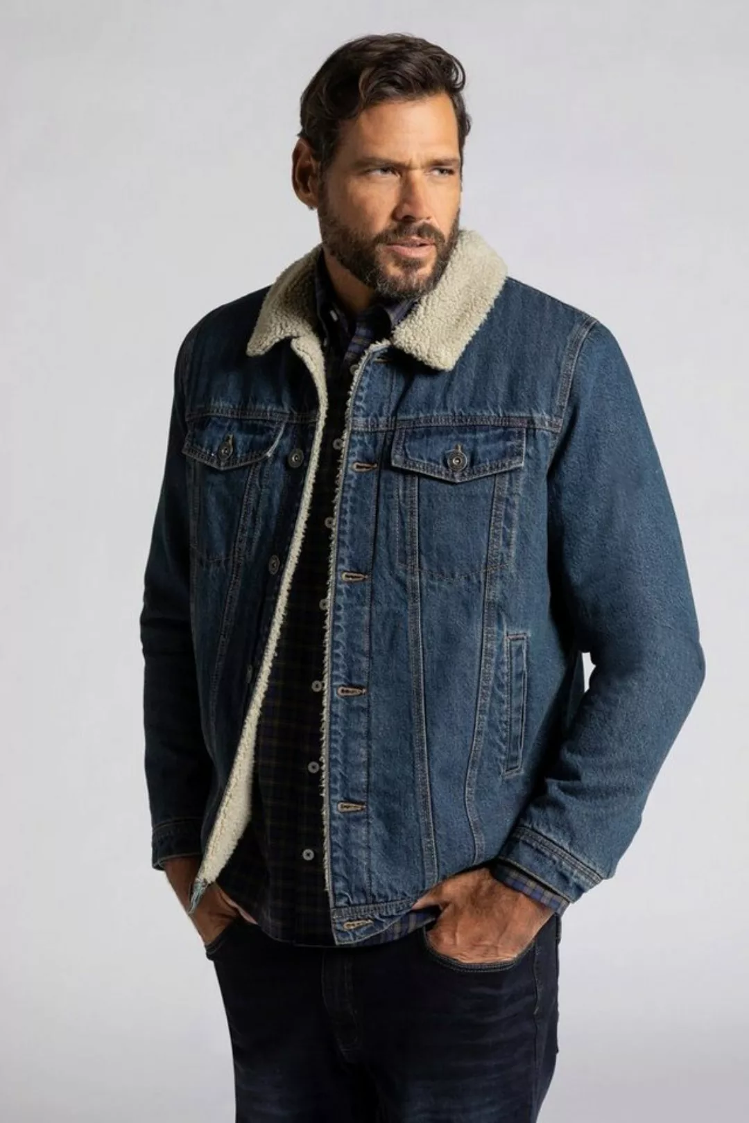 JP1880 Funktionsjacke Jeansjacke Denim Teddyfutter Hemdkragen bis 8 XL günstig online kaufen