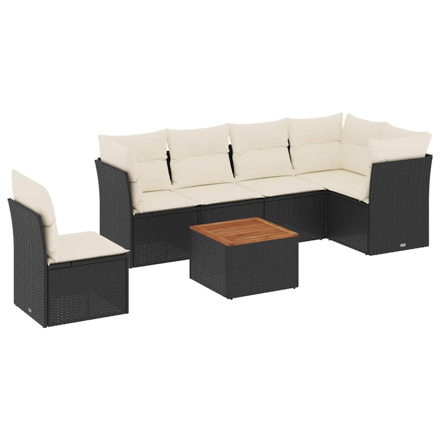 vidaXL 7-Tlg Garten-Sofagarnitur mit Kissen Schwarz Poly Rattan 3255993 günstig online kaufen