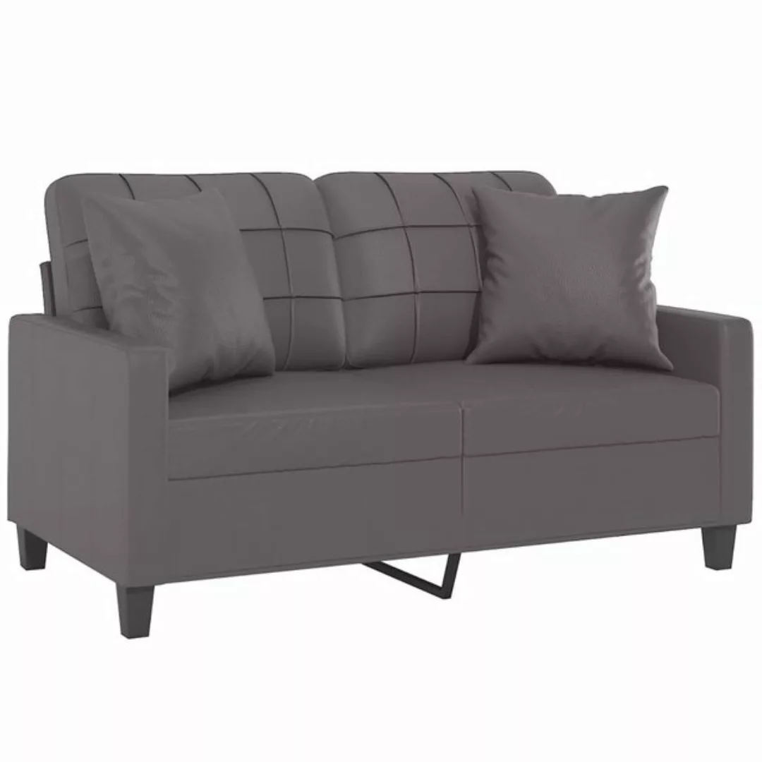 vidaXL Sofa 2-Sitzer-Sofa mit Zierkissen Grau 120 cm Kunstleder günstig online kaufen