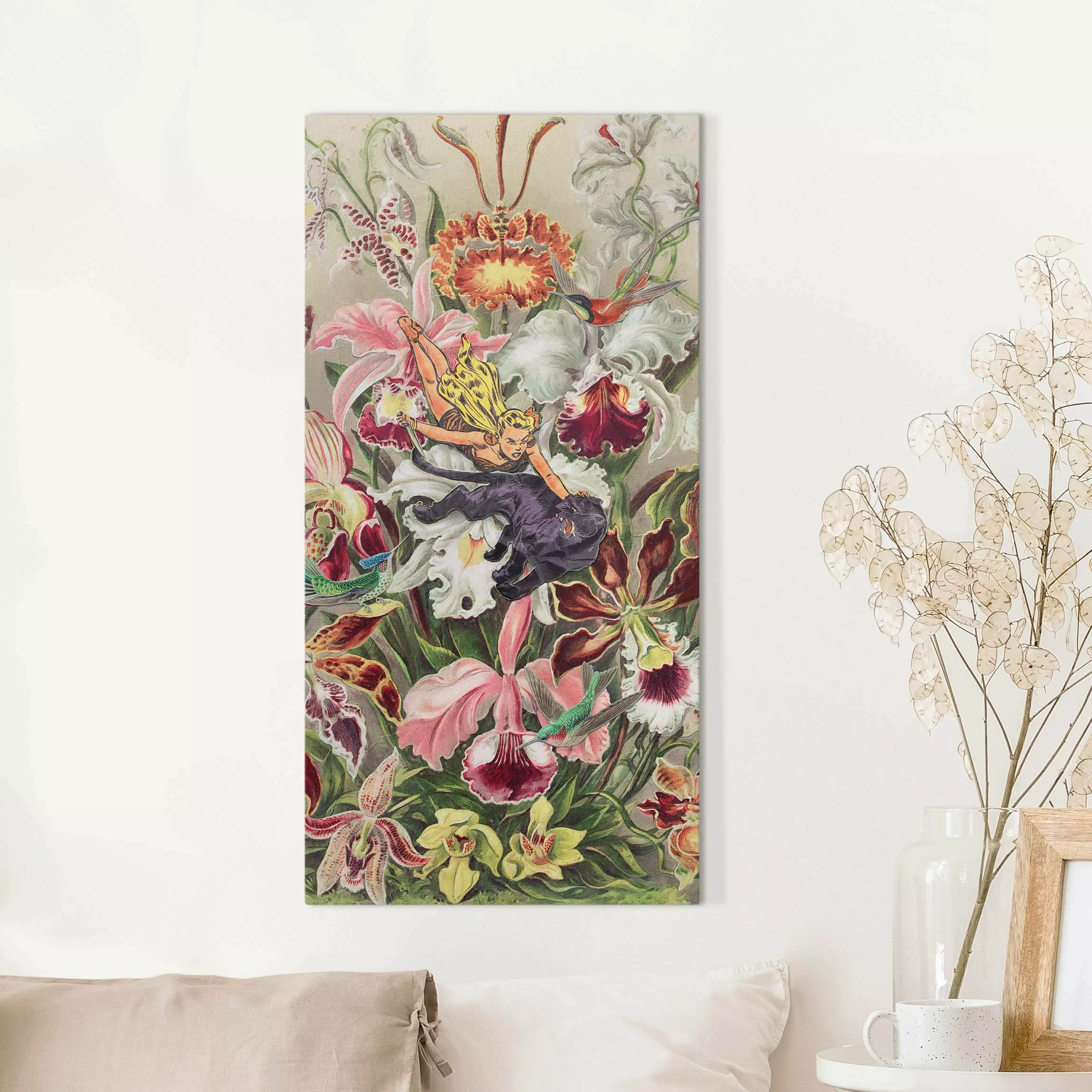 Leinwandbild Nymphe mit Orchideen günstig online kaufen
