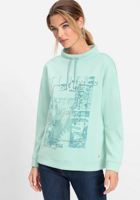 Olsen Sweatshirt Langarmshirt mit sportivem Tunnelzug am Kragen mit sportiv günstig online kaufen