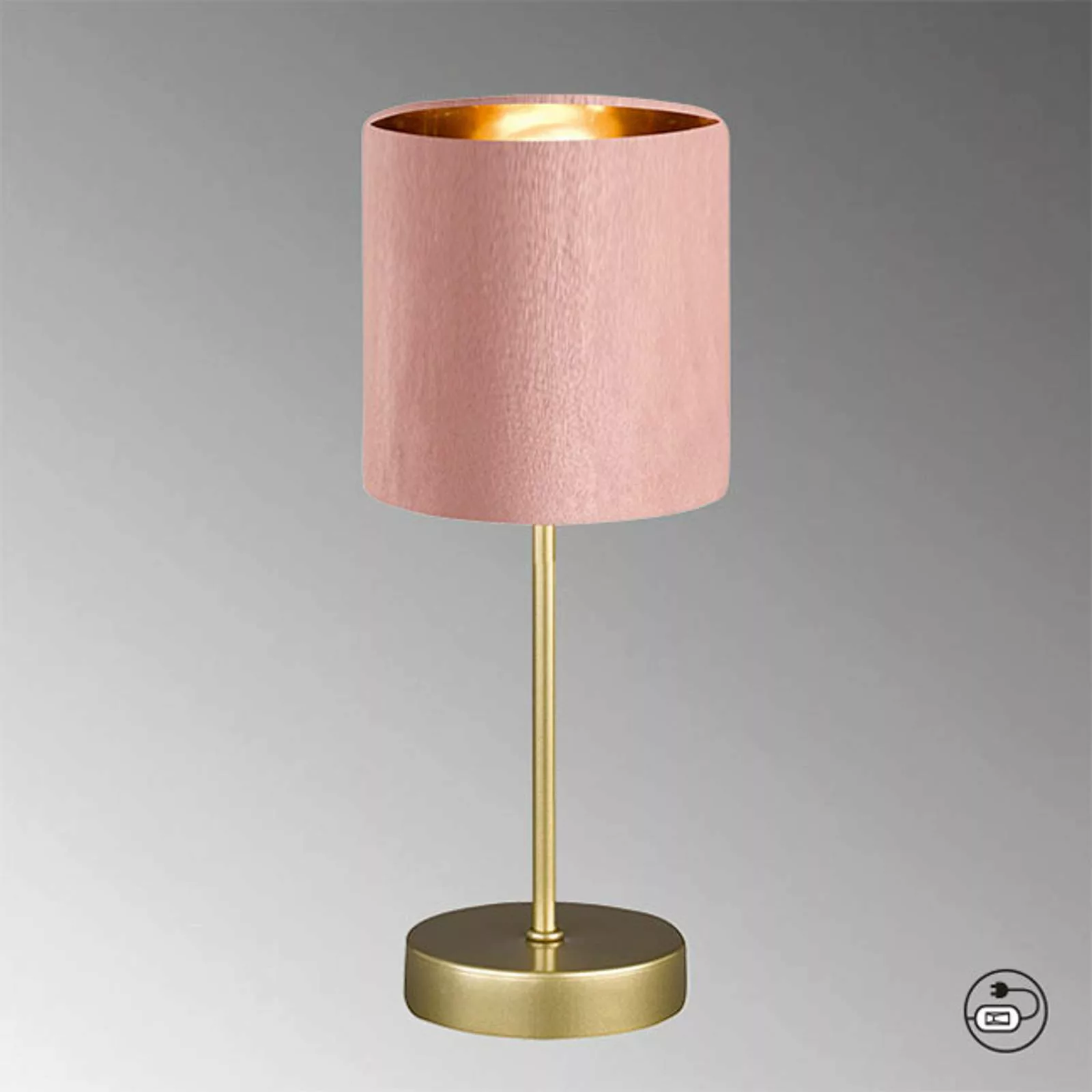 Fischer & Honsel Tischleuchte 50493 gold rosé Samt Metall H/D: ca. 34x13 cm günstig online kaufen