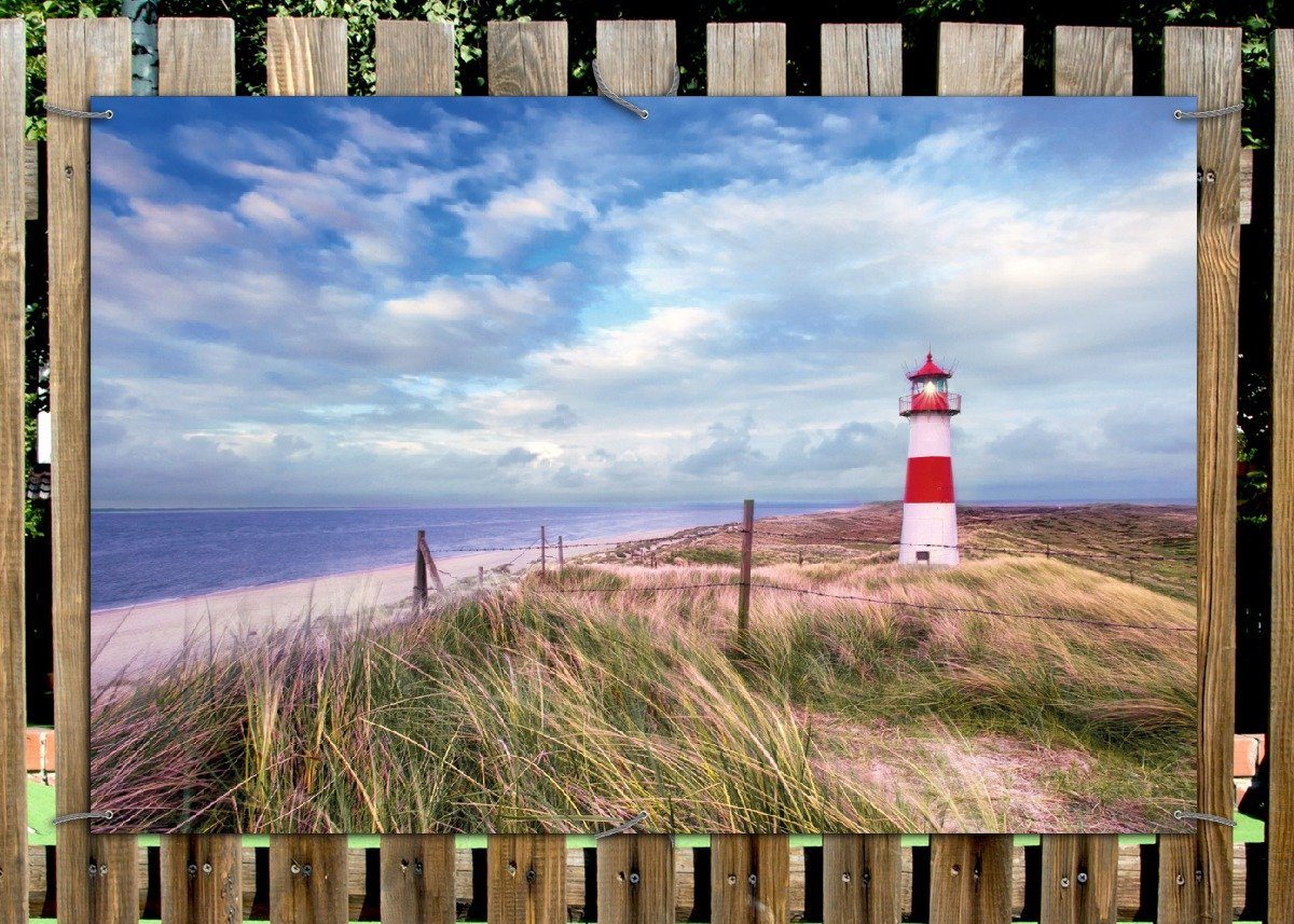 Wallario Sichtschutzzaunmatten Leuchtturm am Strand von günstig online kaufen