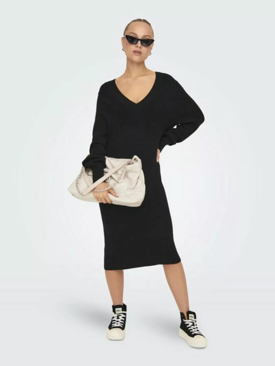 ONLY Strickkleid ONLKATIA LS V-NECK DRESS NCA KNT günstig online kaufen