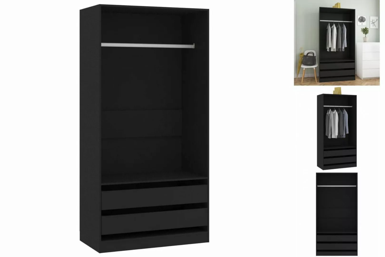 vidaXL Kleiderschrank Kleiderschrank Schwarz 10050200 cm Spanplatte günstig online kaufen