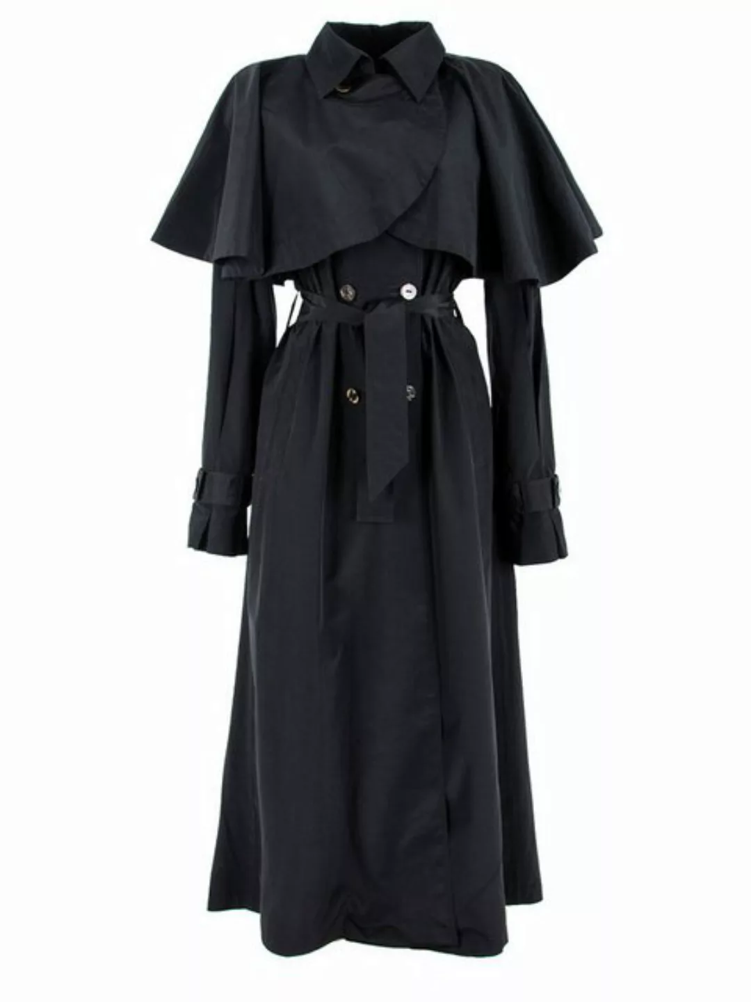 RUA & RUA Trenchcoat aus Seide mit Abnehmbarem Cape in Schwarz Mantel (2-tl günstig online kaufen