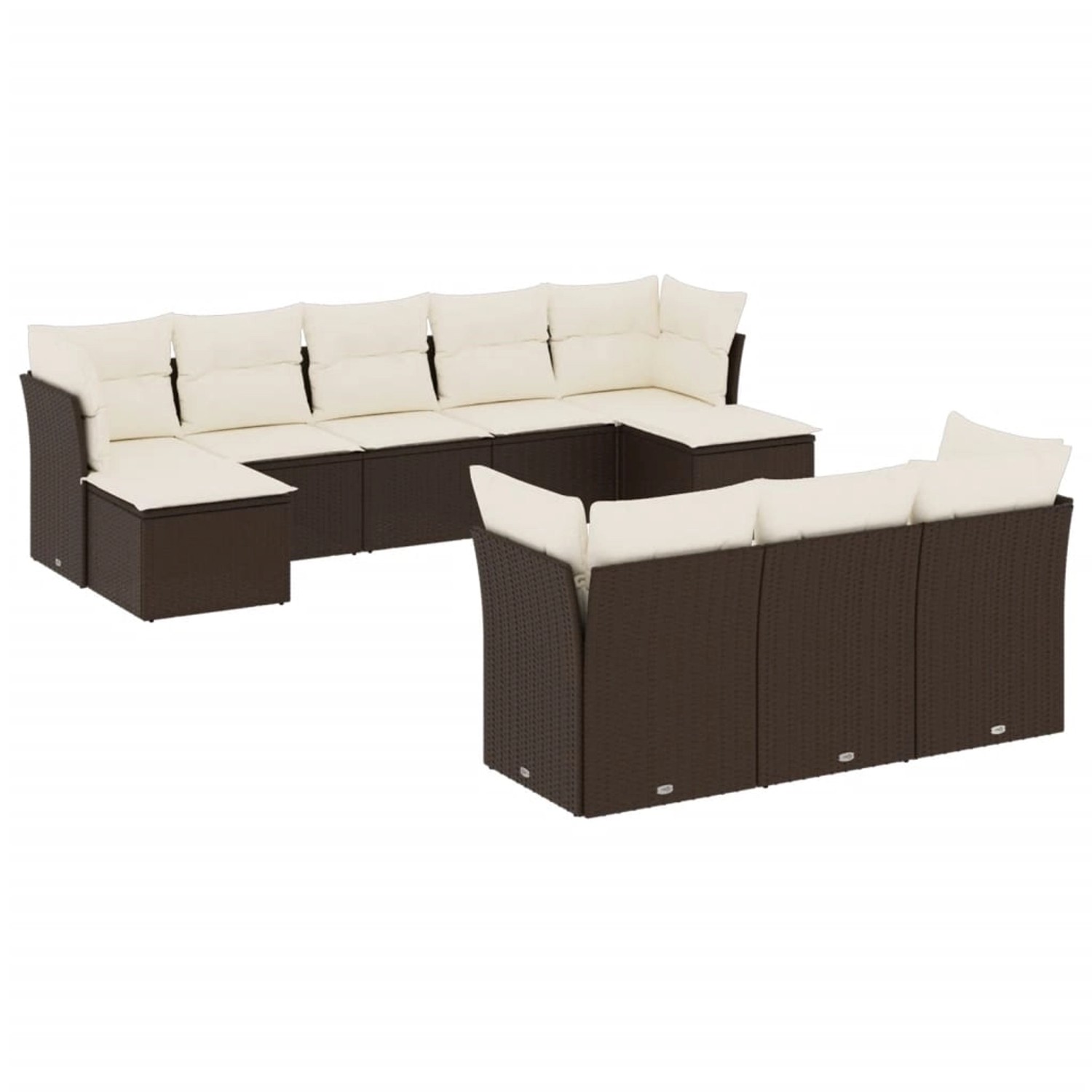 vidaXL 10-Tlg Garten-Sofagarnitur mit Kissen Braun Poly Rattan 3250172 günstig online kaufen