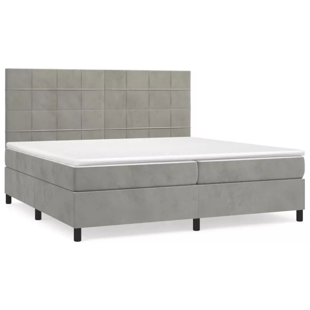 vidaXL Bettgestell Boxspringbett mit Matratze Hellgrau 200x200 cm Samt Bett günstig online kaufen