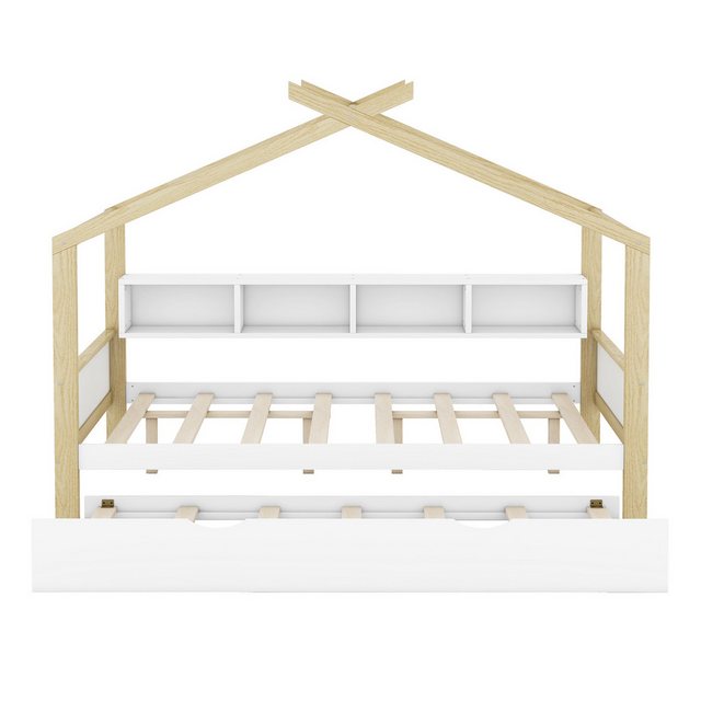 Gotagee Hausbett Kinderbett mit Ausziehbett 4 Staufächern Doppelbett 140x20 günstig online kaufen