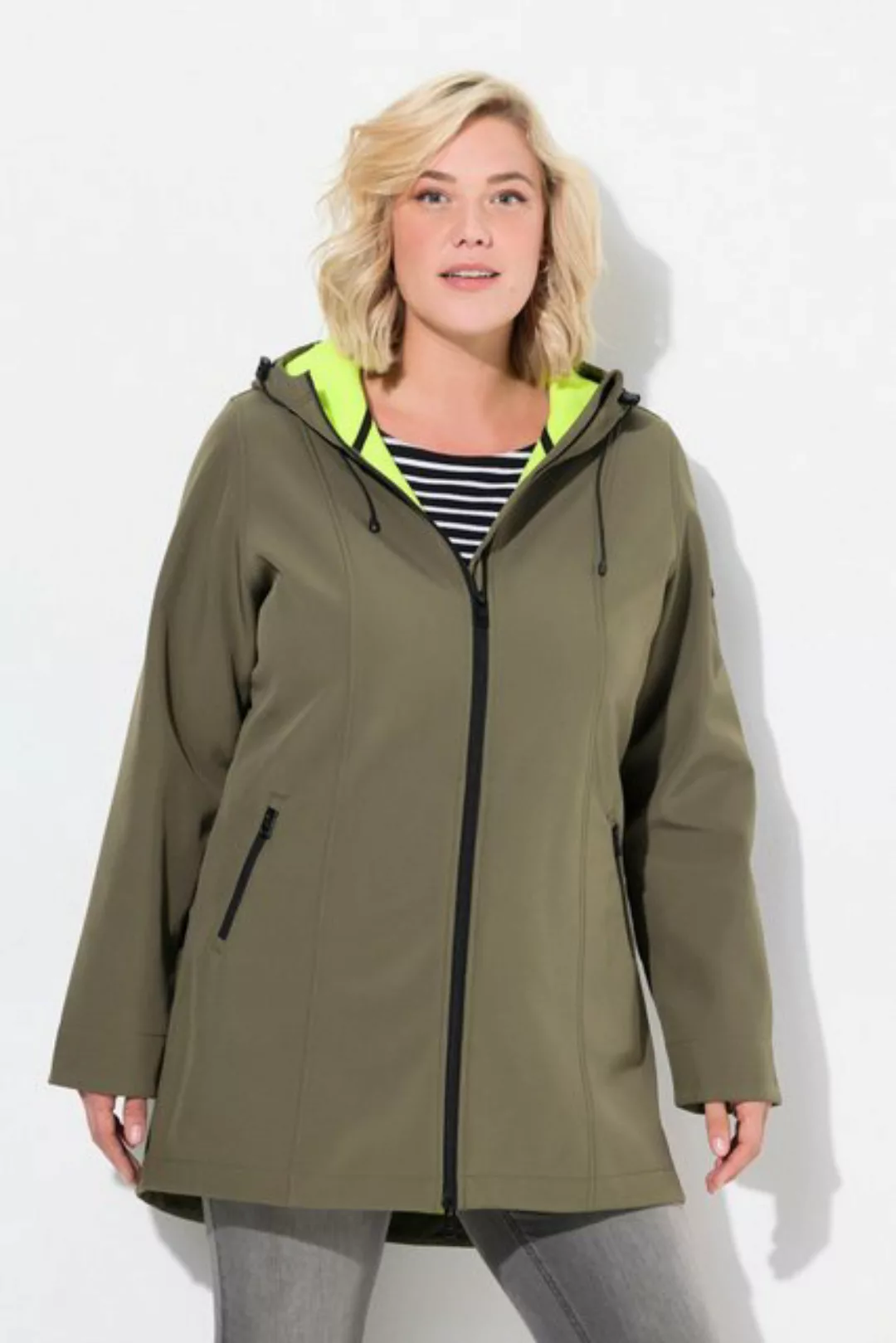 Ulla Popken Softshelljacke HYPRAR Long-Softshelljacke wasserabweisend A-Lin günstig online kaufen