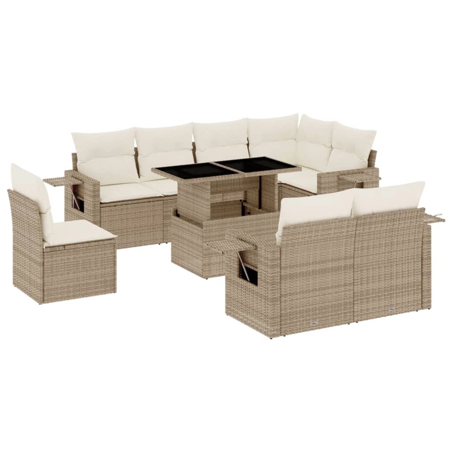 vidaXL 9-tlg Garten-Sofagarnitur mit Kissen Beige Poly Rattan Modell 263 günstig online kaufen