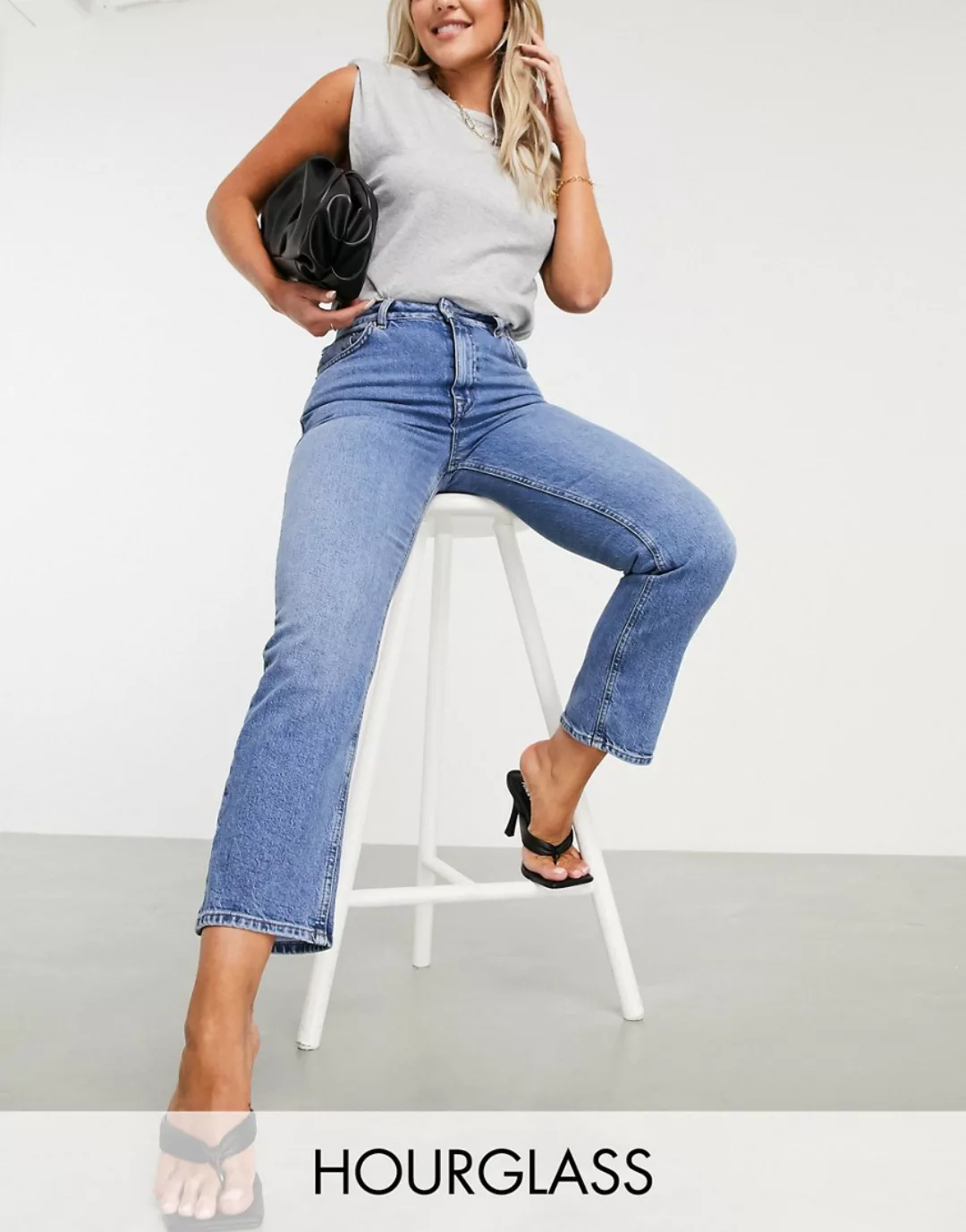 ASOS DESIGN Hourglass – Schmale Stretch-Jeans mit geradem Bein und hoher Ta günstig online kaufen