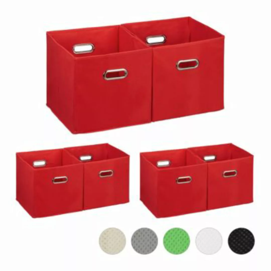 relaxdays 6 x Aufbewahrungsbox Stoff rot günstig online kaufen