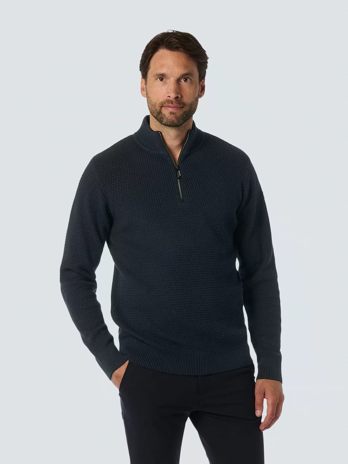 NO EXCESS Rollkragenpullover "No Excess Jacquard-Pullover mit halbem Reißve günstig online kaufen