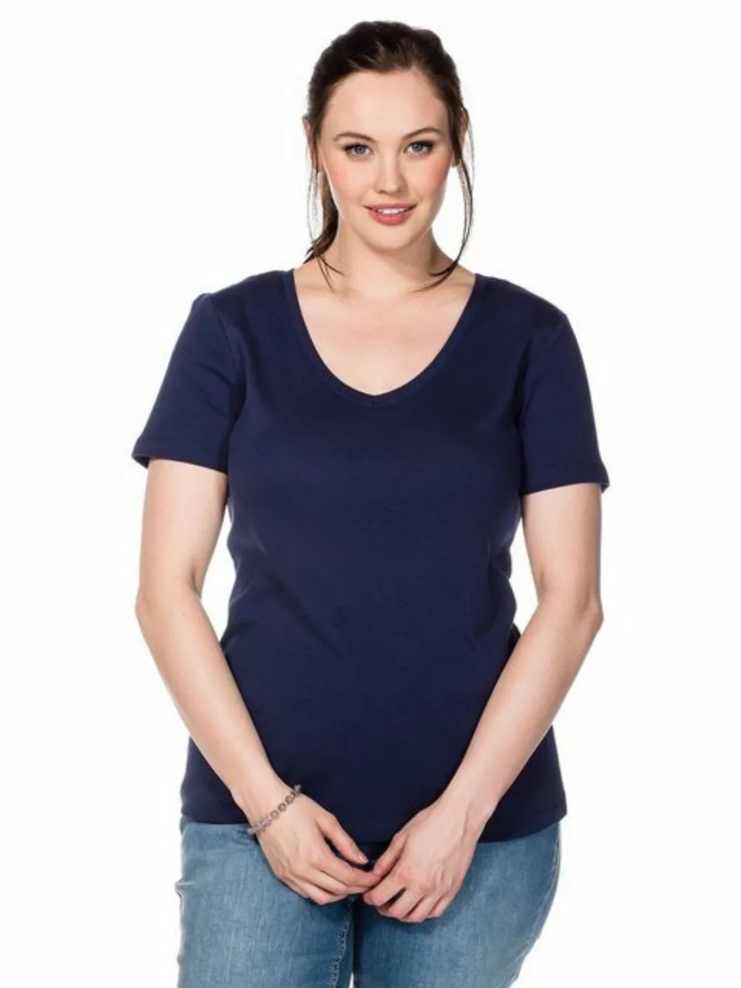 Sheego T-Shirt Große Größen aus fein gerippter Qualität günstig online kaufen
